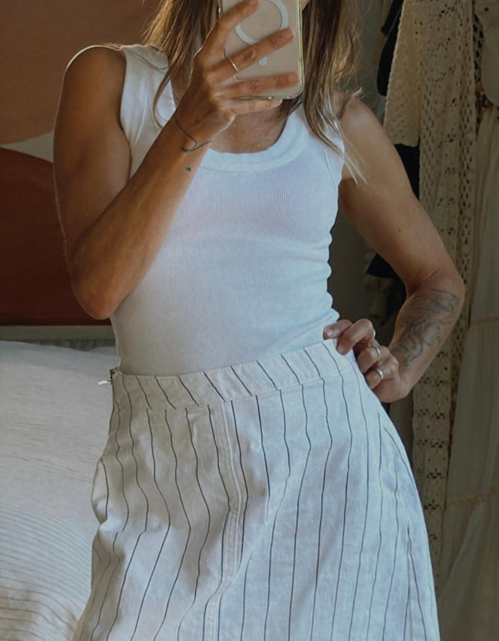 COTTON ON // A-line Mini Skirt // Black/White Pinstripe // Size 8