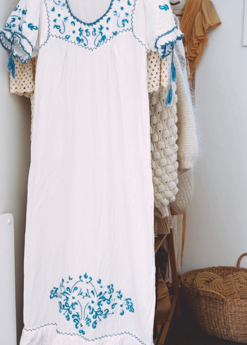 French Vintage Cotton Dress // Small