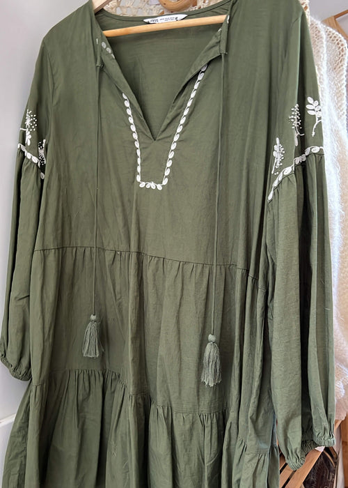 Khaki Dress by Zara // Free Size