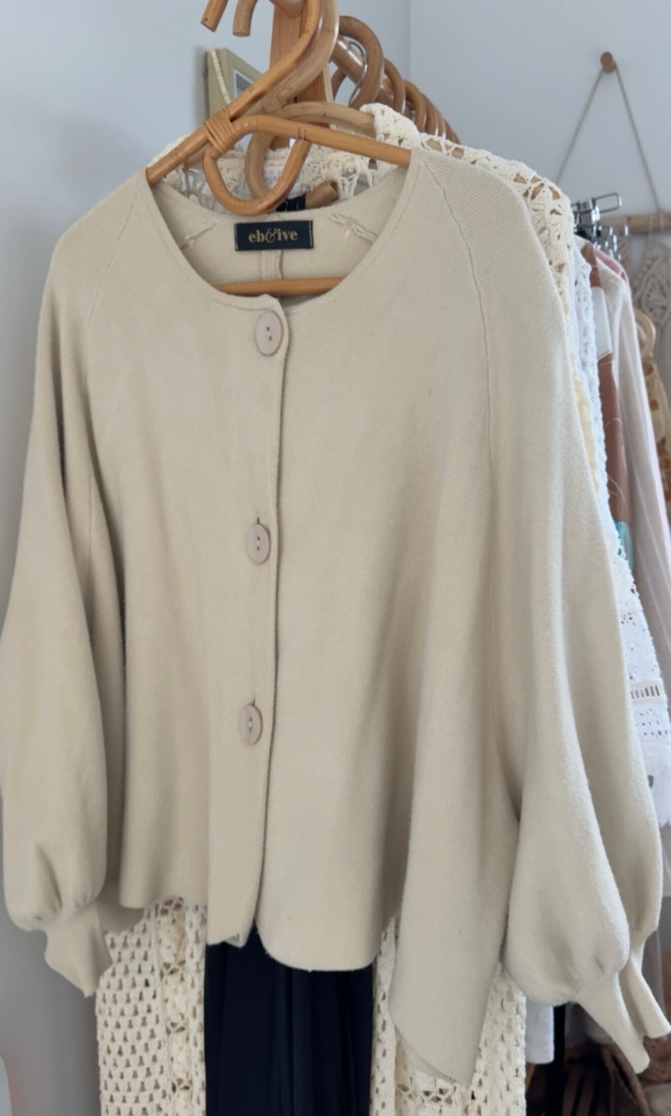 EB + IVE // BELL-SLEEVE CARDI // Fawn // Free Size