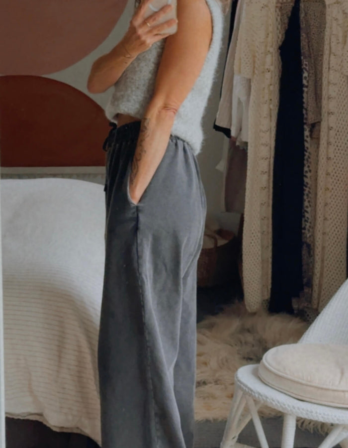 SŚAINT // ACID WASH TRACKPANT // CHARCOAL // XS/S