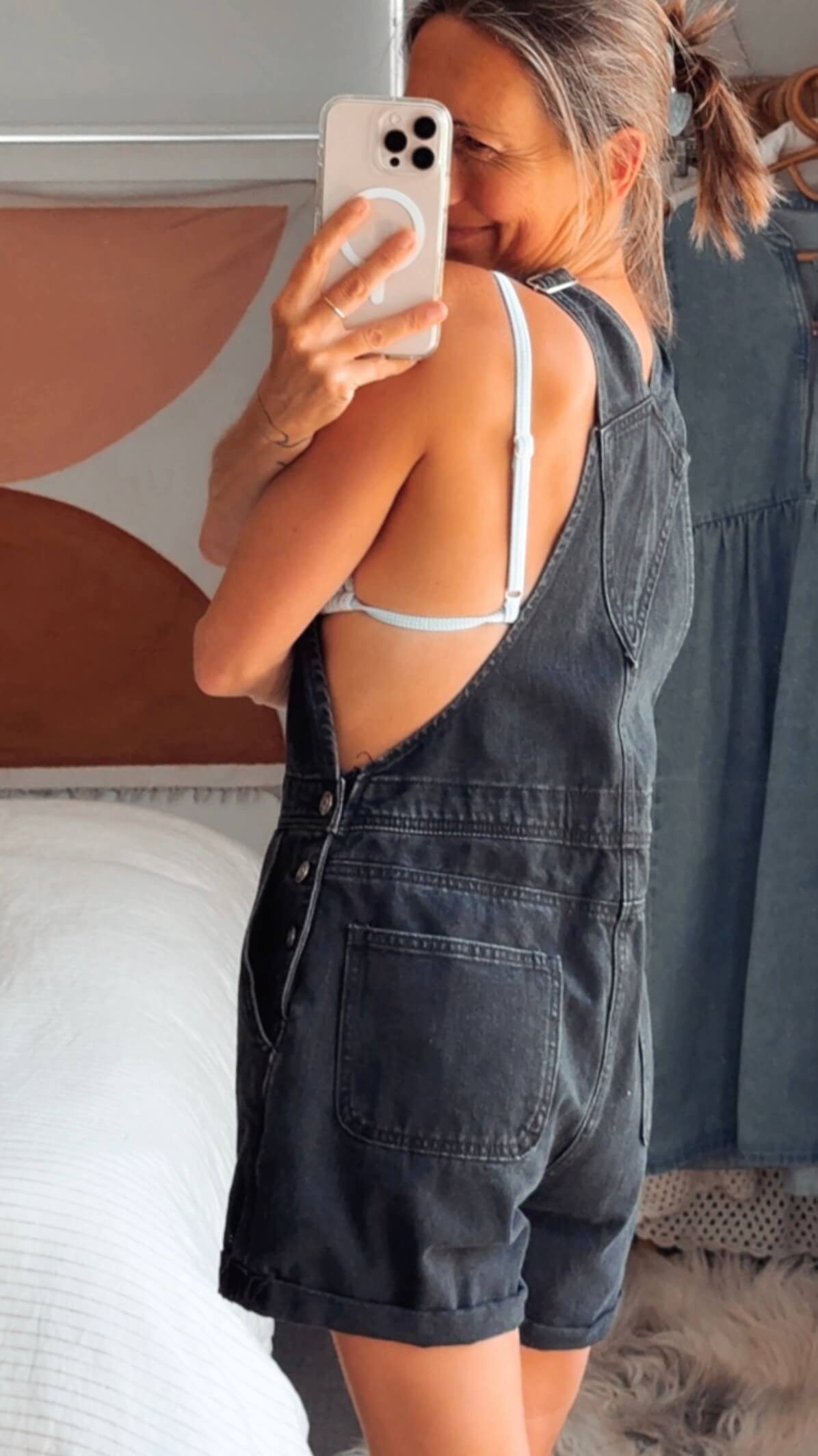 URBAN JEANS CO. // Denim Dungaree Shorts // Black // Size 8