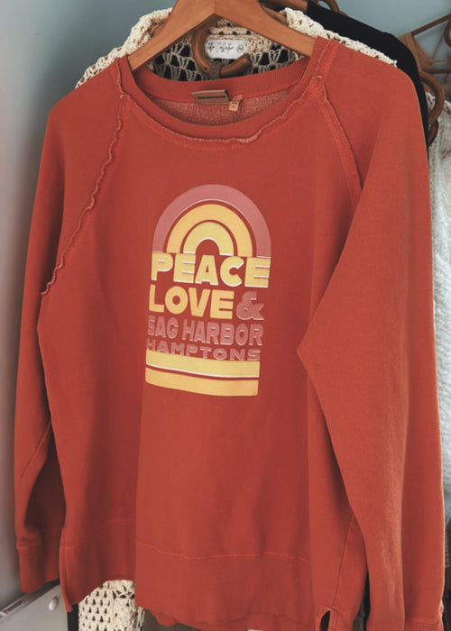 TECHSTYLES - A CALIFORNIA COMPANY Peace Love Sweatshirt // Orange // XL