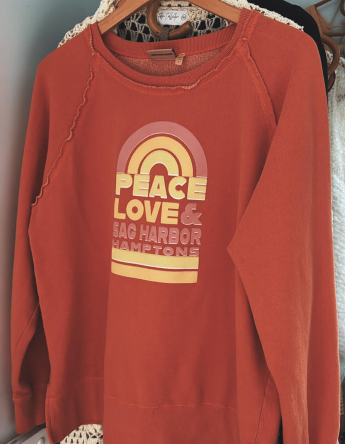 TECHSTYLES - A CALIFORNIA COMPANY Peace Love Sweatshirt // Orange // XL