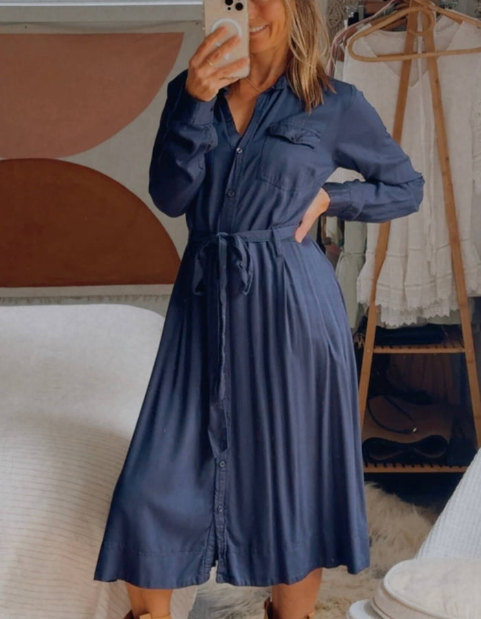 HEINE // Navy Midi Shirt Dress // M/L