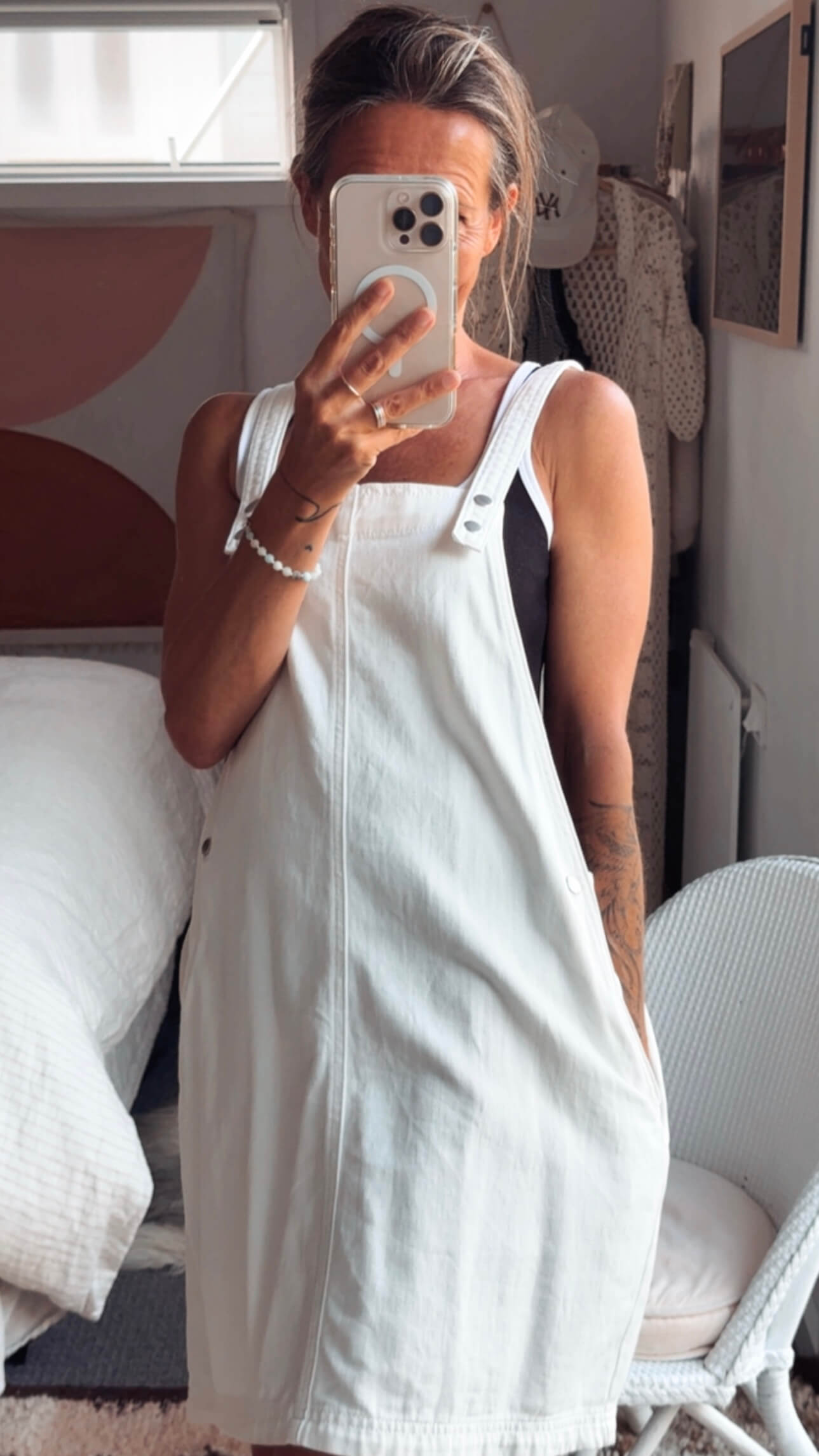 CREAM DENIM // Pinafore Dress // Size 10