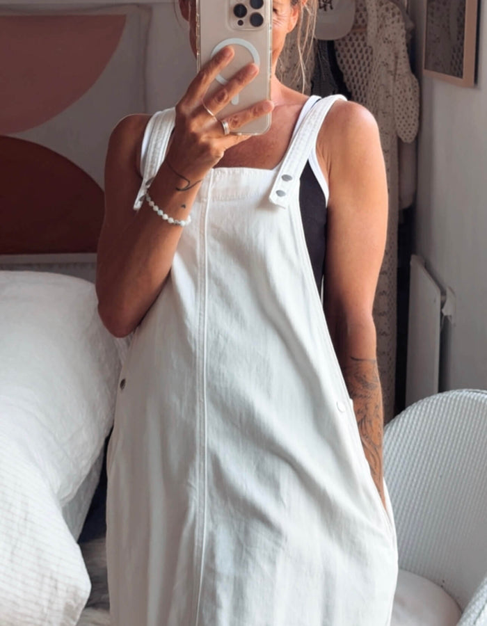 CREAM DENIM // Pinafore Dress // Size 10