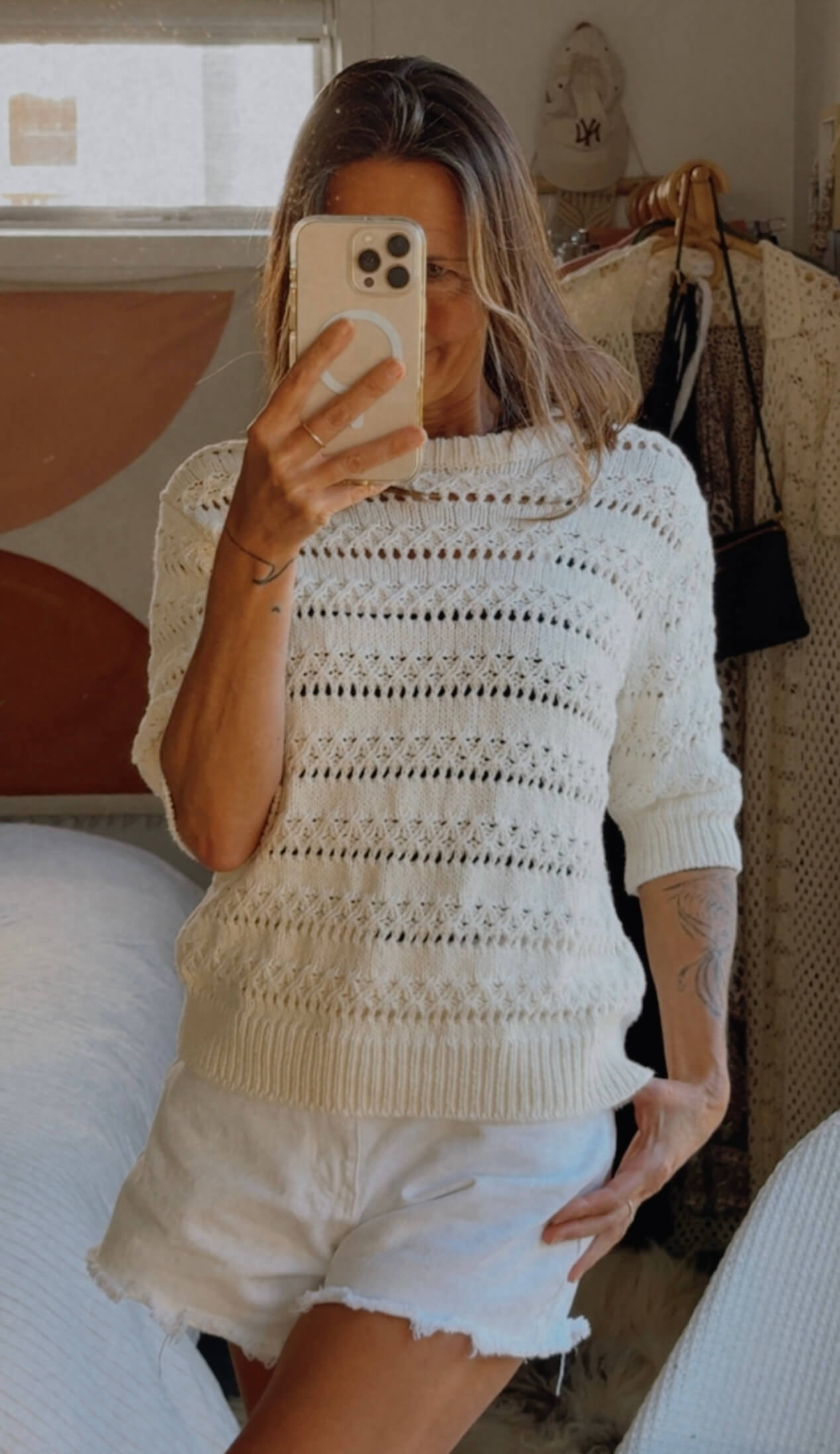 ARKET // Open-Knit Top // Off White // Small