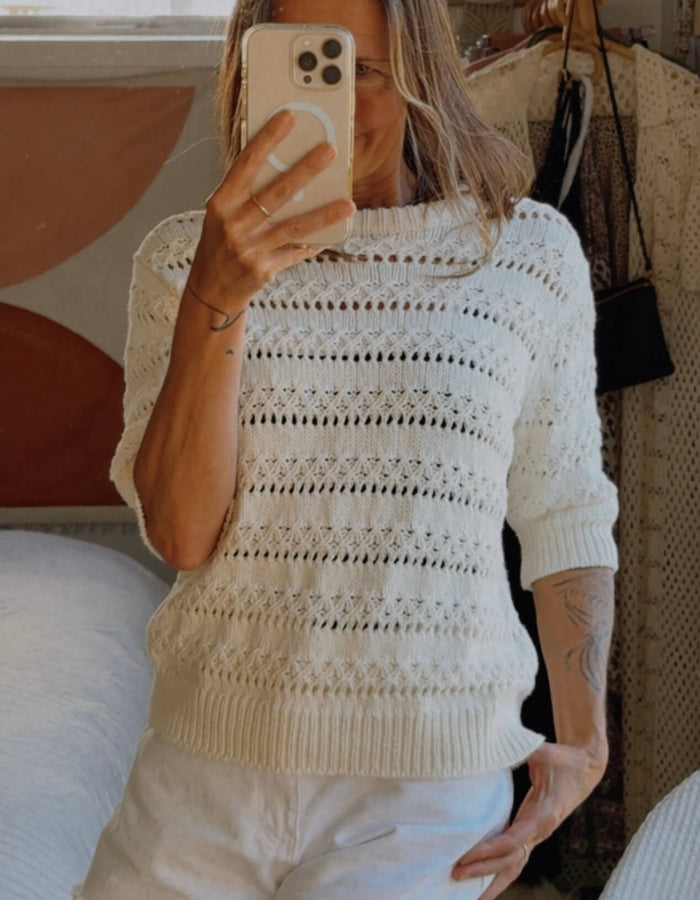 ARKET // Open-Knit Top // Off White // Small