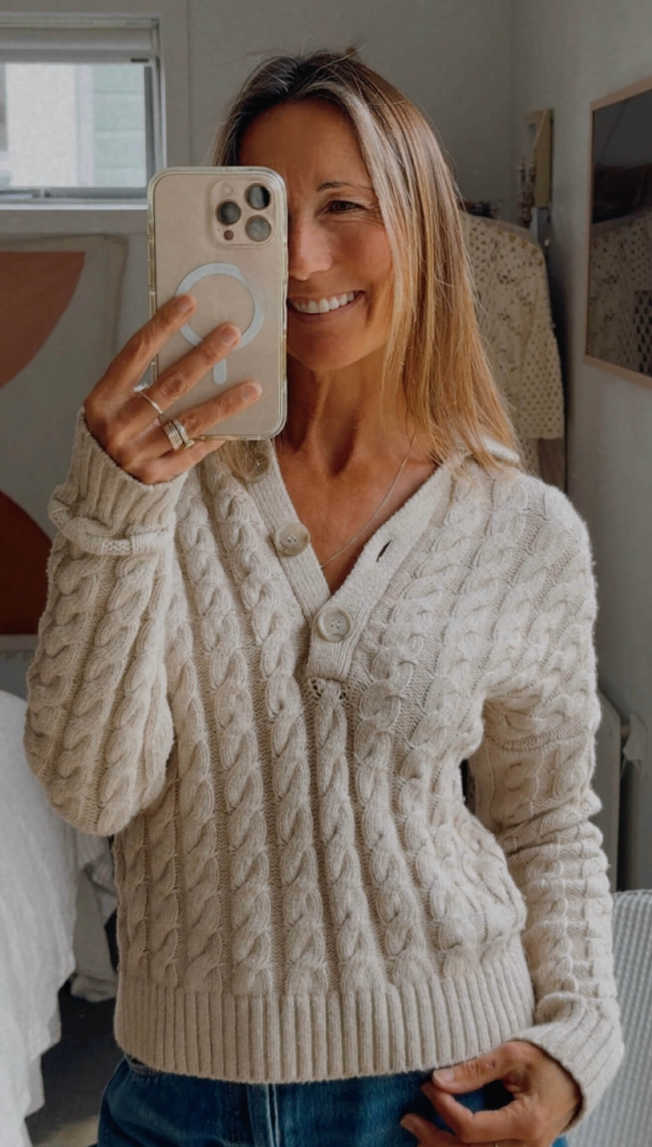 SEED HERITAGE // Oatmeal Cable Knit // Cotton/Merino blend // XXS