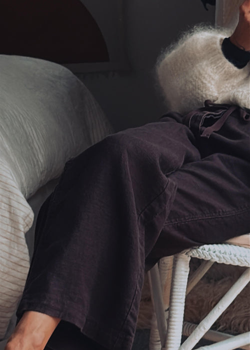 TOM WOLFE // Wide Legged Ramie Pants // Chocolate // Small