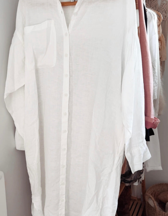 DECJUBA // Linen Shirt Dress // Free Size (AU XL)