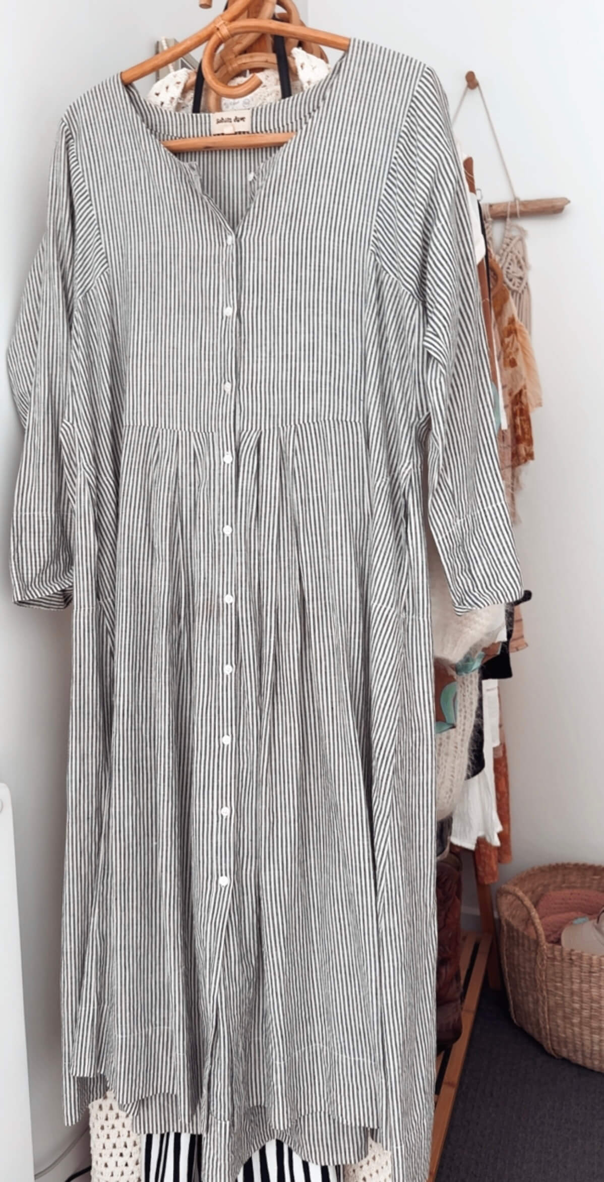 SOHAM DAVE // Grey Pinstripe Dress // S/M