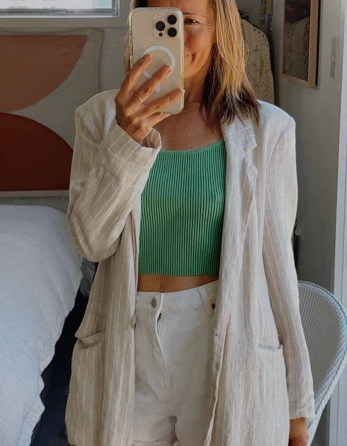 NO LABEL // Striped Linen Blazer // Medium