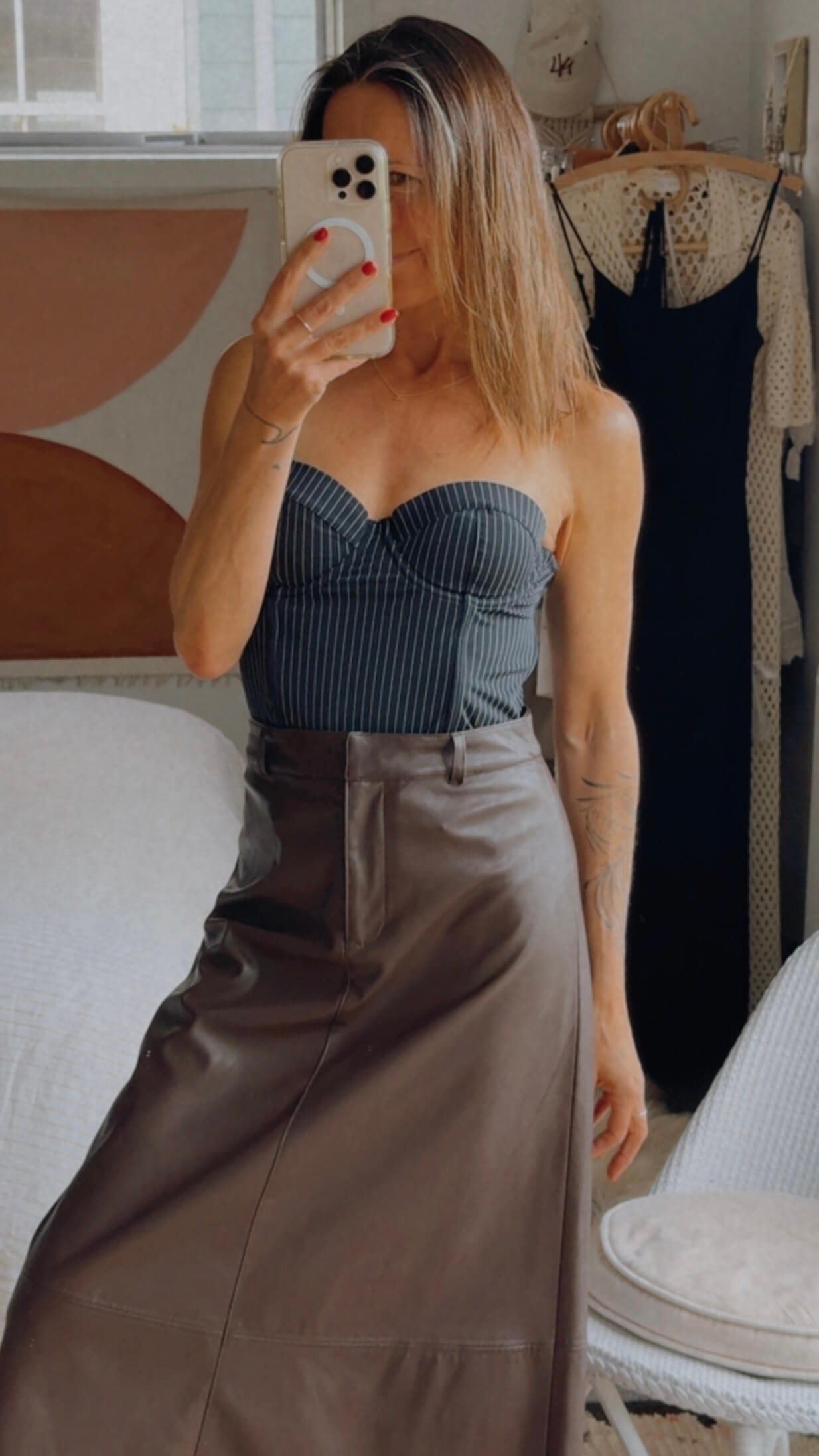 GLASSONS // Pinstriped Corset // Navy // Size 10
