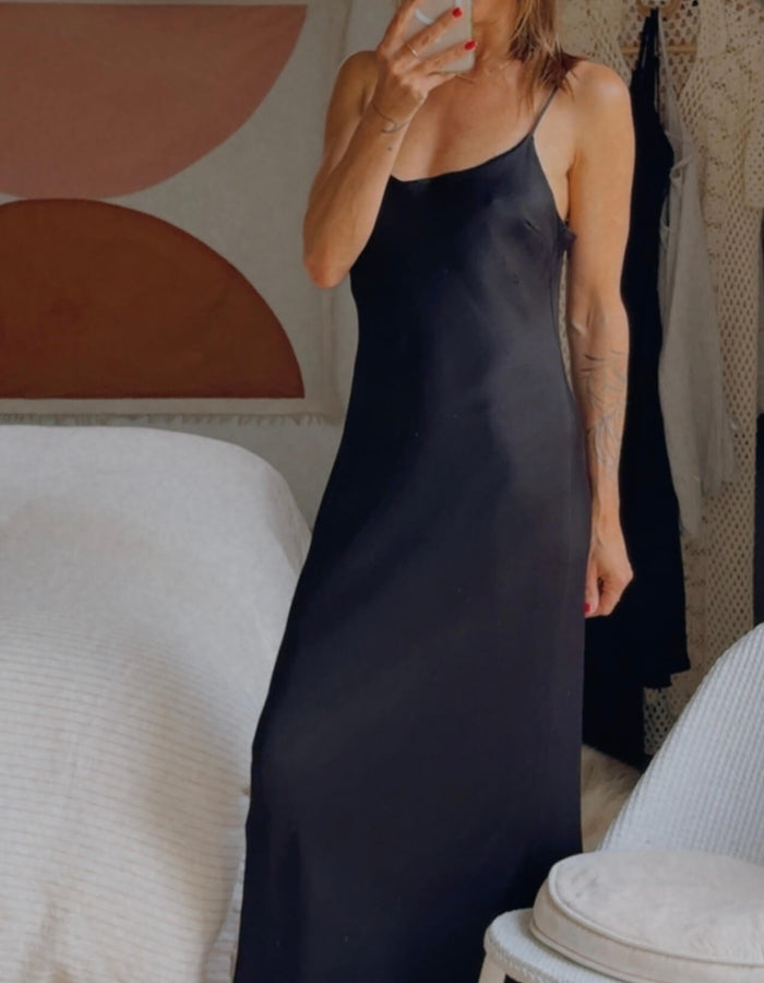 GLASSONS // Satin Slip Dress // Black // Size 10