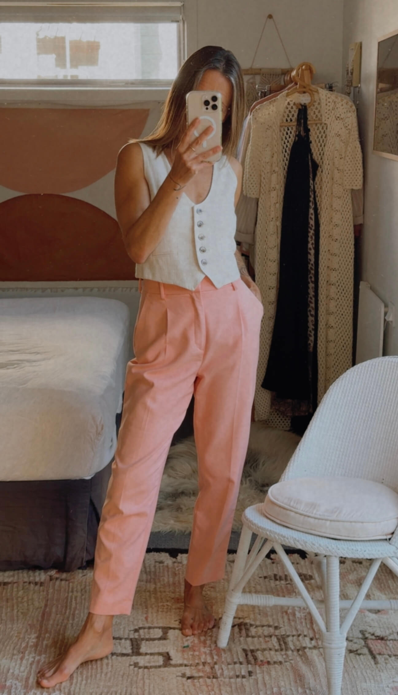 ZARA // High Waisted Tailored Pants // Coral // XS