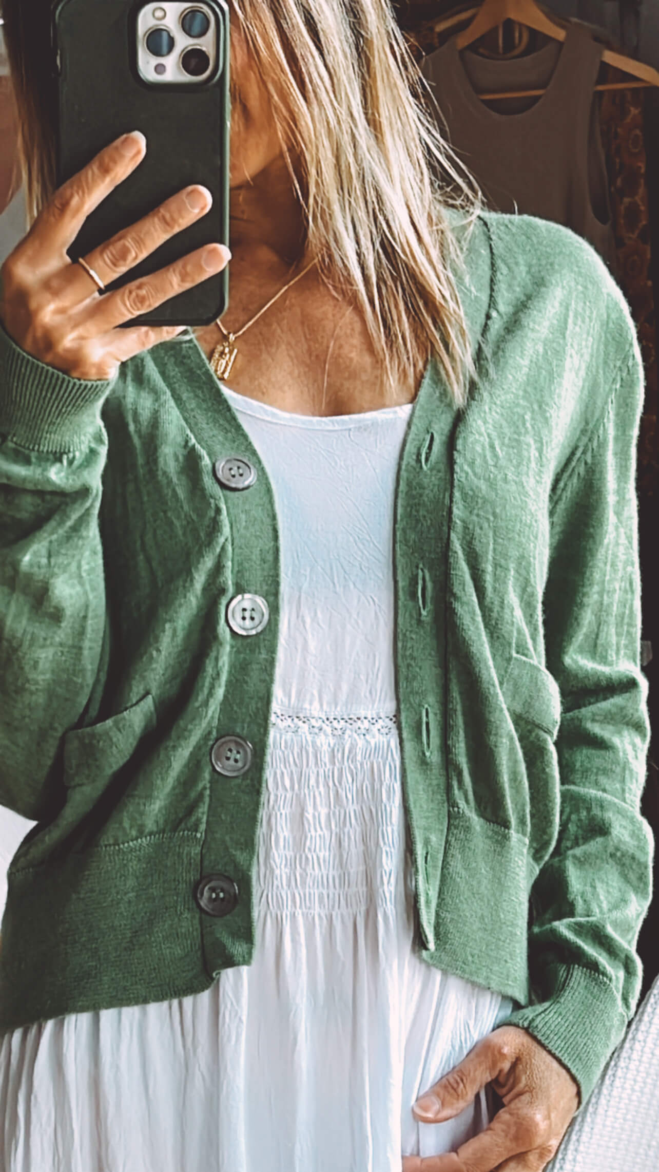 Cropped Merino Cardi // Summer Grass // Large