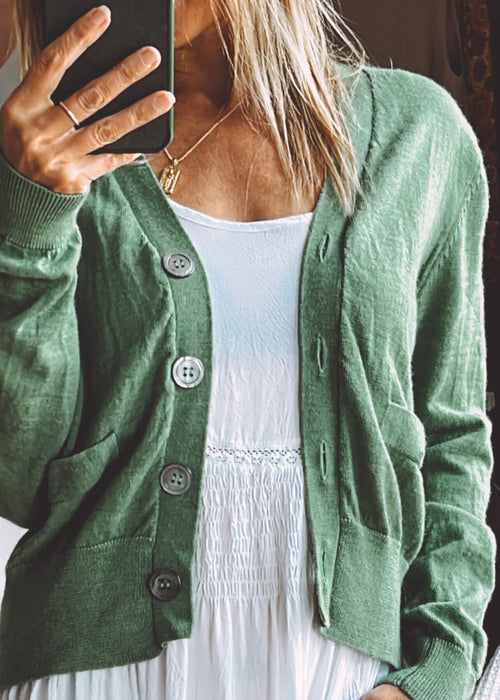 Cropped Merino Cardi // Summer Grass // Large