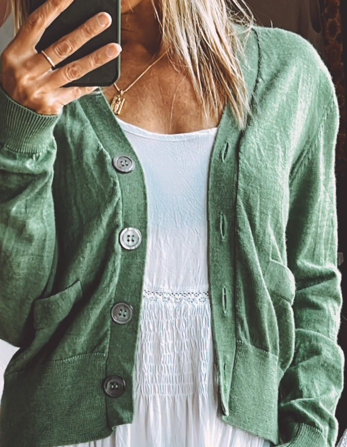 Cropped Merino Cardi // Summer Grass // Large