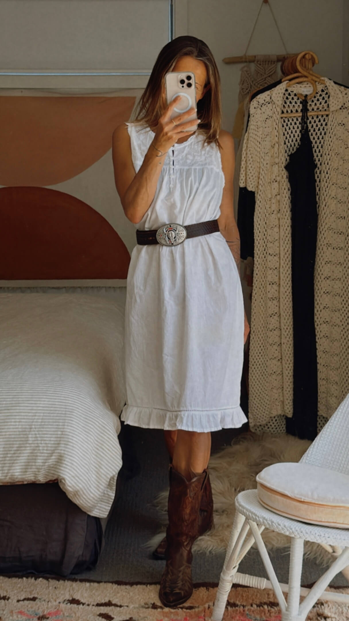 VINTAGE White Cotton Dress II // Small