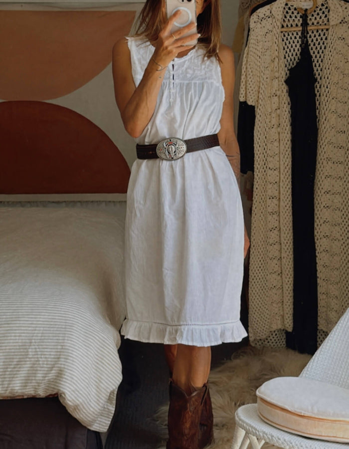 VINTAGE White Cotton Dress II // Small