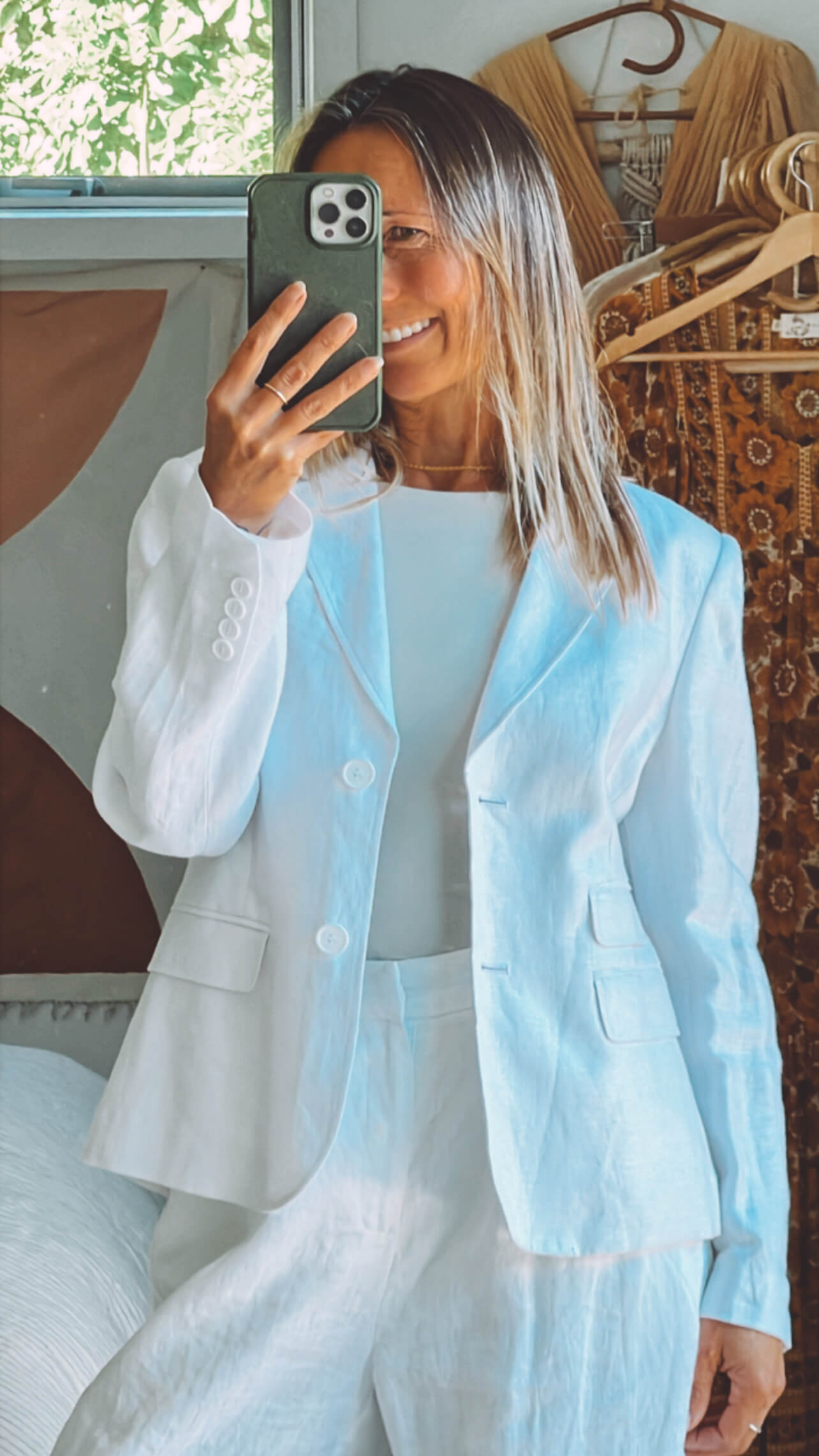 TRENERY White Linen Blazer // Size 10