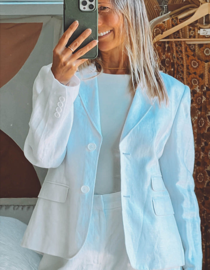 TRENERY White Linen Blazer // Size 10