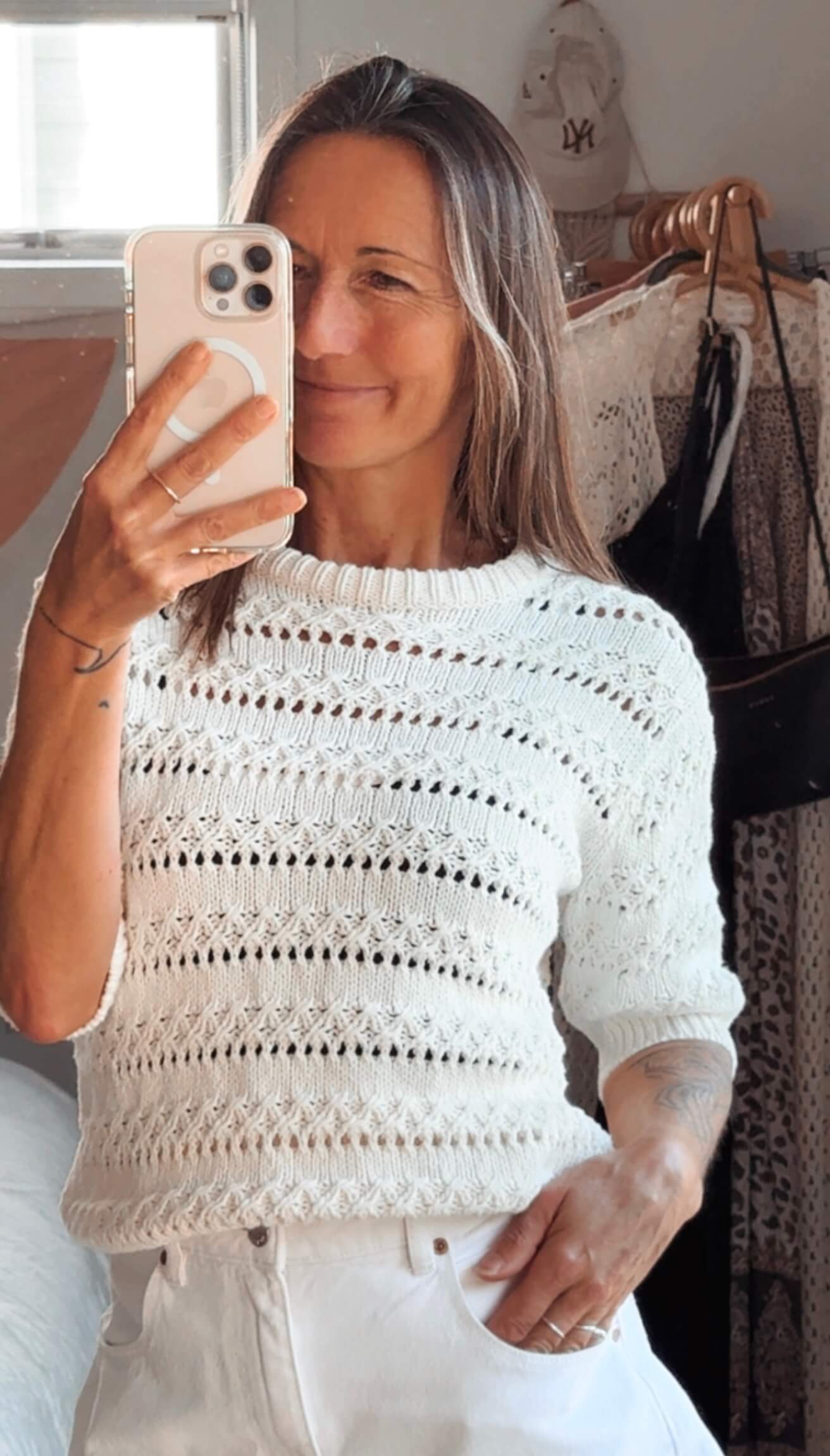 ARKET // Open-Knit Top // Off White // Small