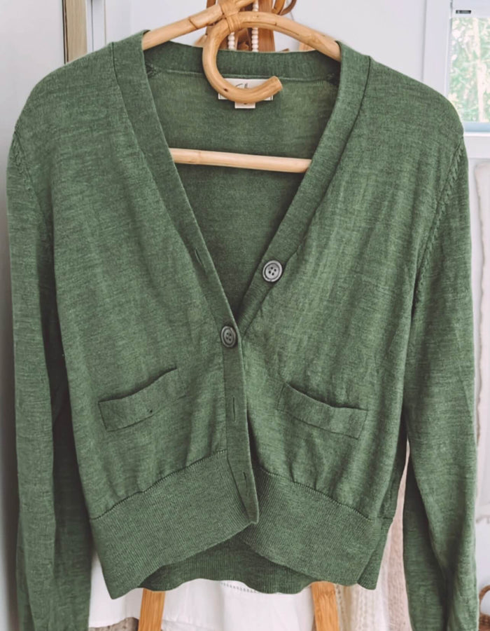 Cropped Merino Cardi // Summer Grass // Large