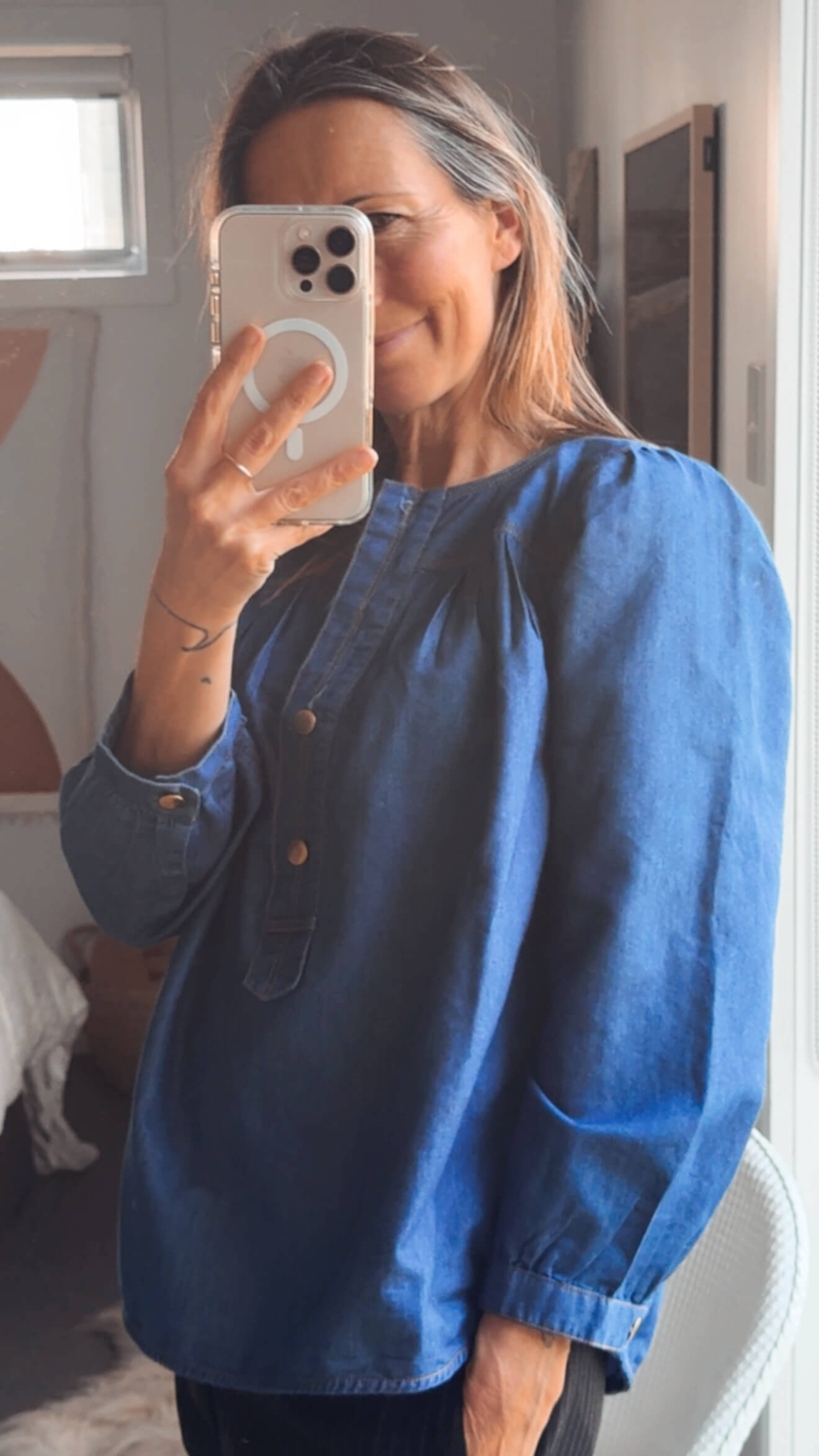 NOA NOA // Denim Balloon Blouse // Size 36