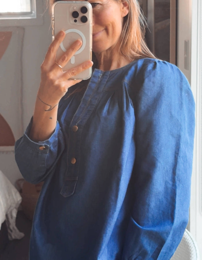 NOA NOA // Denim Balloon Blouse // Size 36