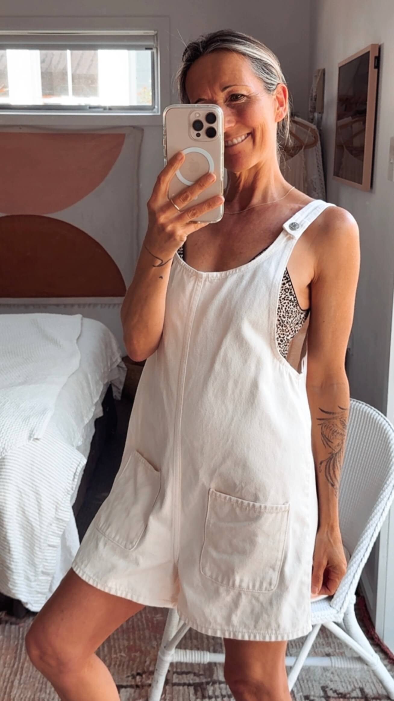 MONKi // Denim Pinafore Romper // Fresh Baby Pink // XS/S