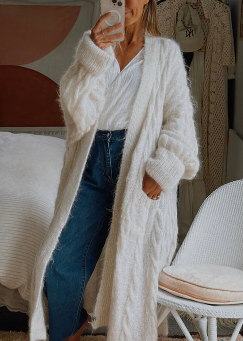 Cream Maxi Woollen Cardi // Large