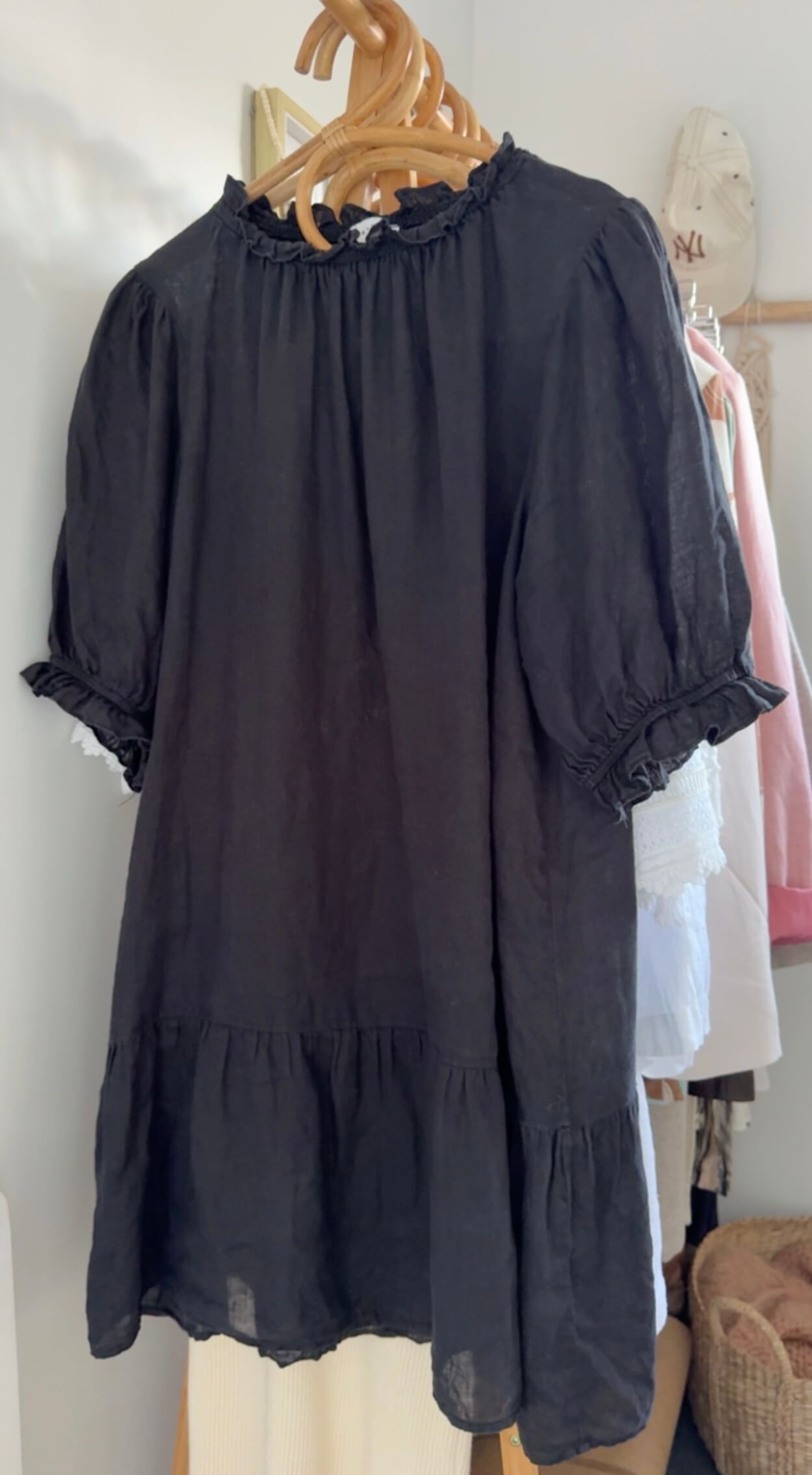 STELLA + GEMMA // Linen Shift Dress // Black // Size 14