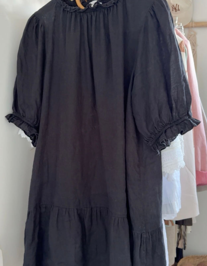 STELLA + GEMMA // Linen Shift Dress // Black // Size 14