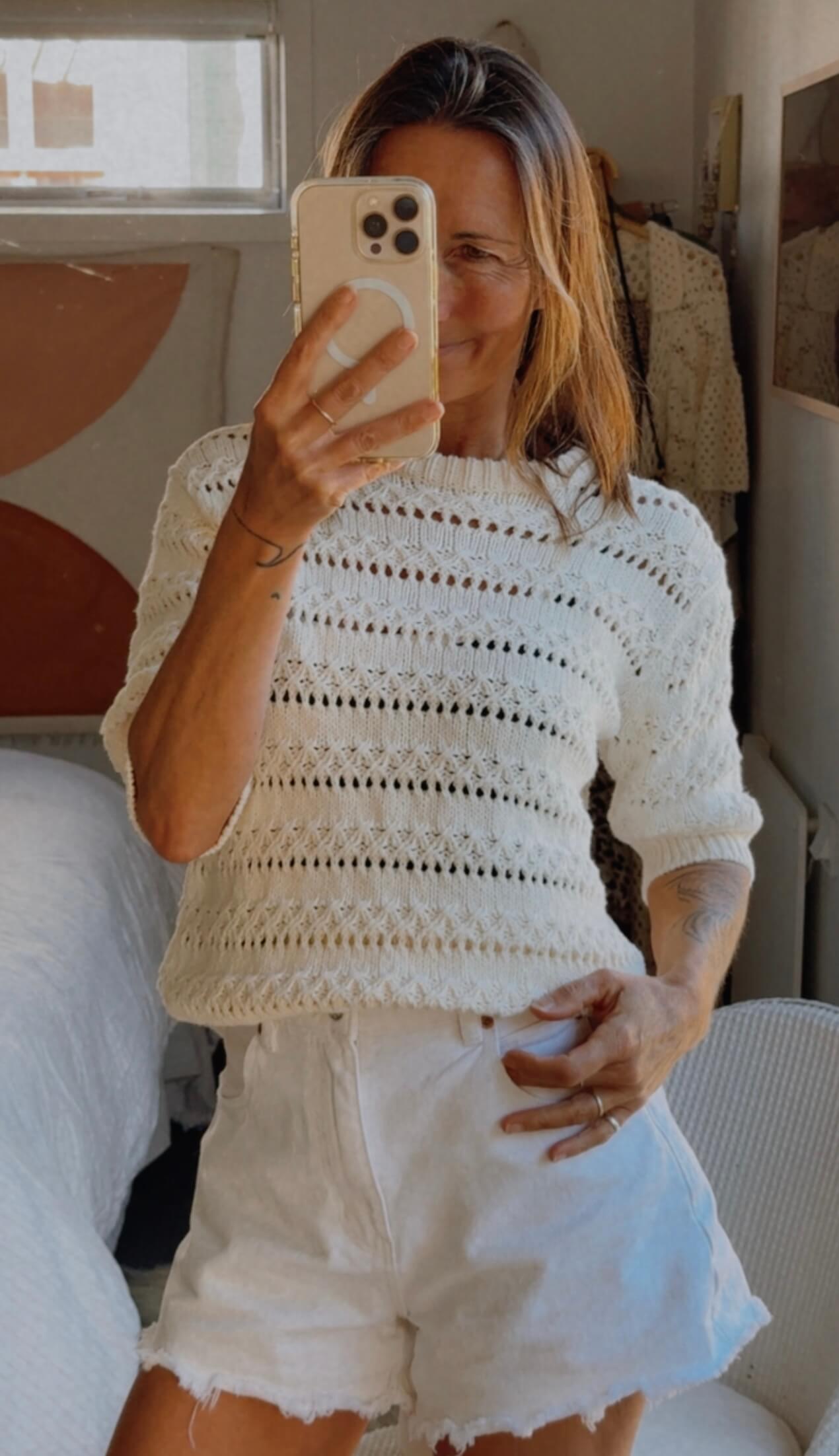 ARKET // Open-Knit Top // Off White // Small