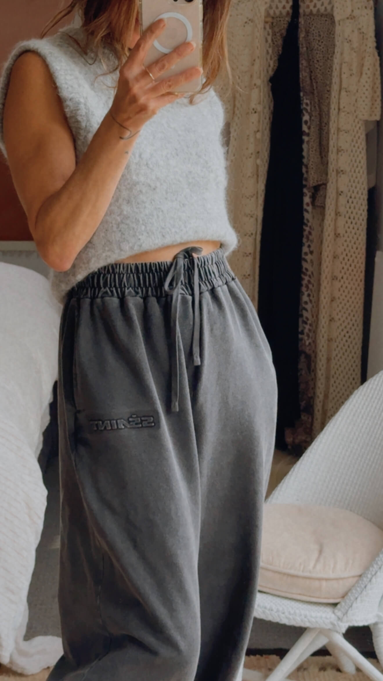 SŚAINT // ACID WASH TRACKPANT // CHARCOAL // XS/S
