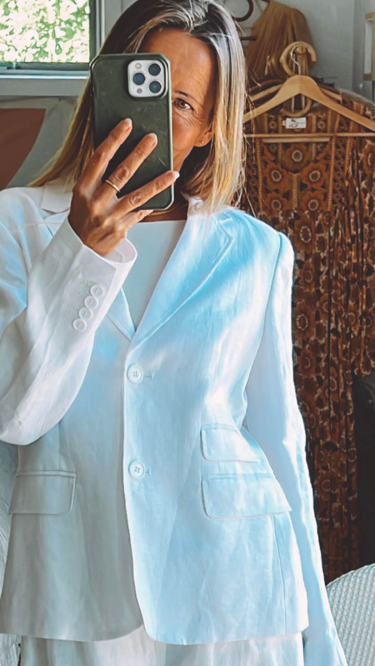 TRENERY White Linen Blazer // Size 10