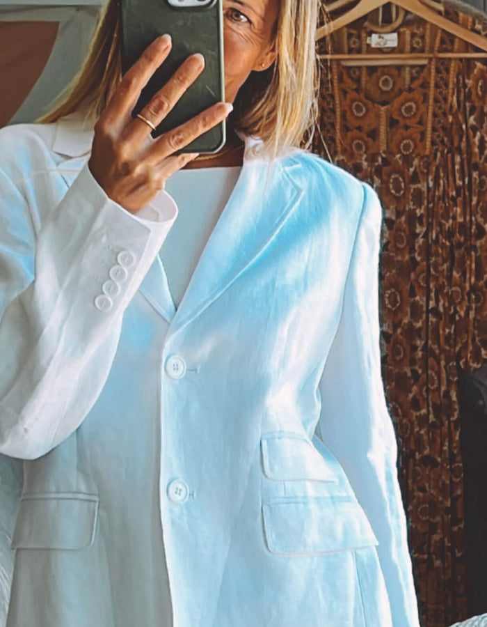 TRENERY White Linen Blazer // Size 10