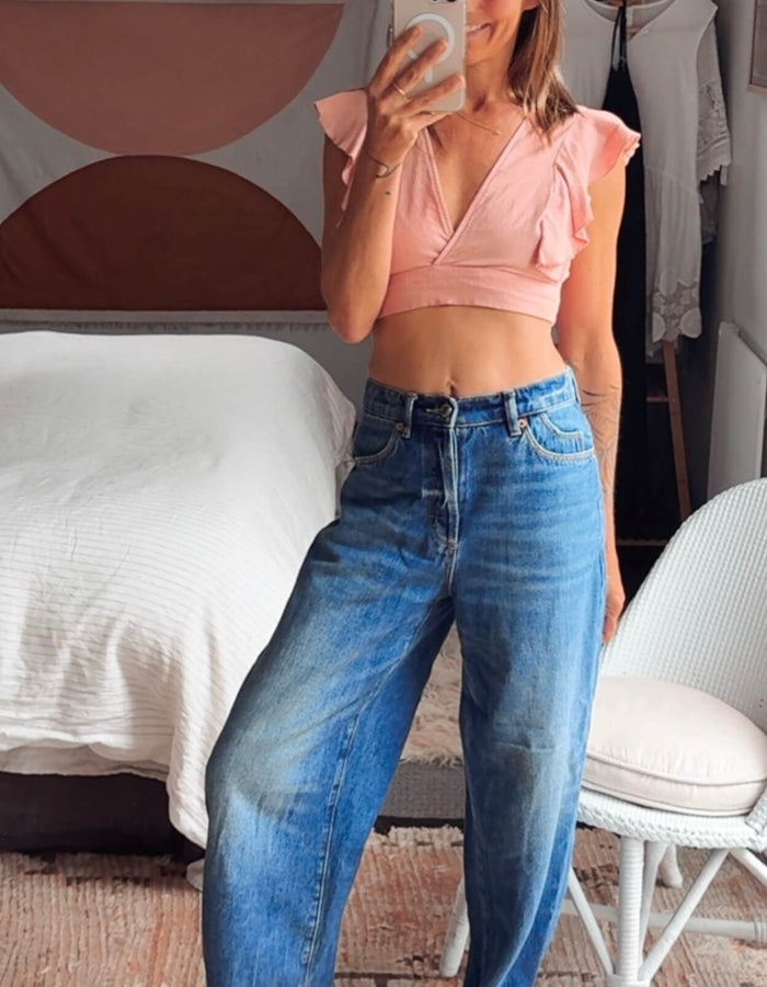 WHO I AM // Ruffle Crop Top // Dusty Pink // Size 8