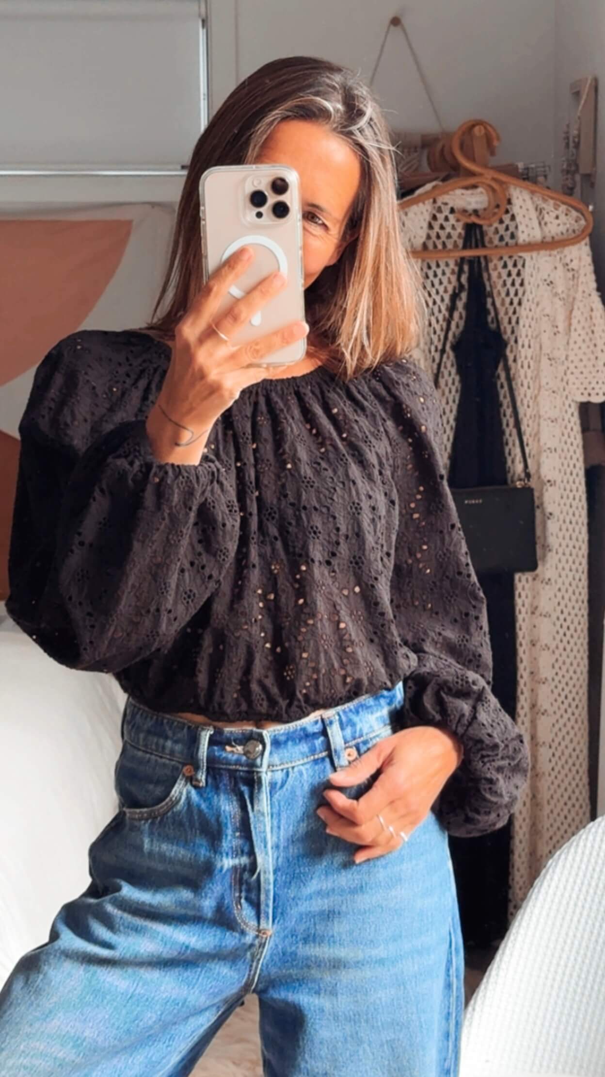 & OTHER STORIES // Broderie Anglaise Balloon Blouse // S/M