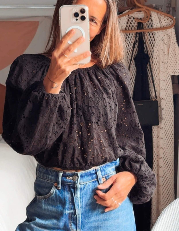 & OTHER STORIES // Broderie Anglaise Balloon Blouse // S/M