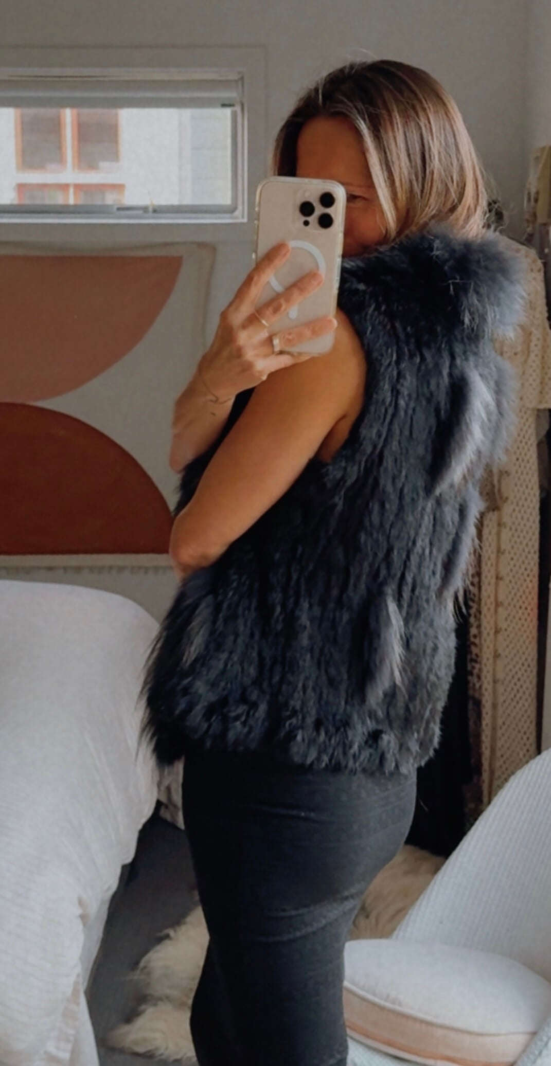 RABBIT FUR VEST // NOIR // Small