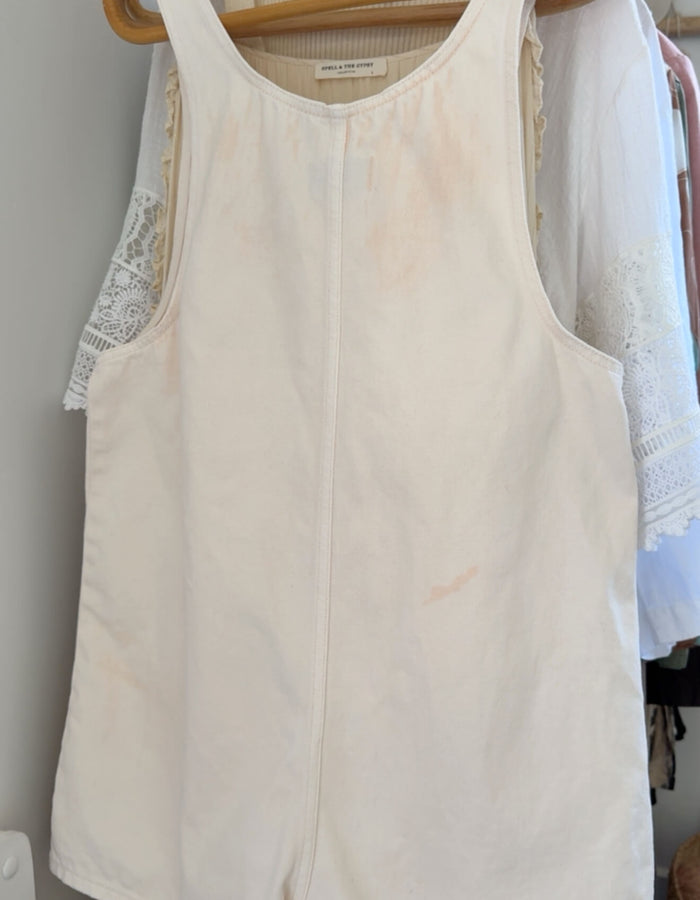MONKi // Denim Pinafore Romper // Fresh Baby Pink // XS/S
