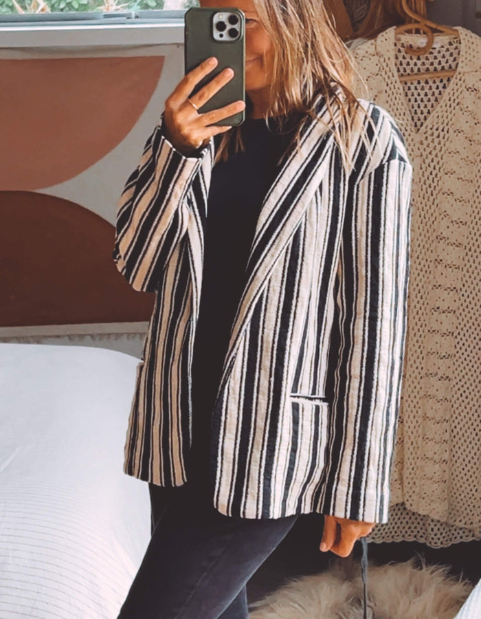 Zara Woman Striped Blazer // Large