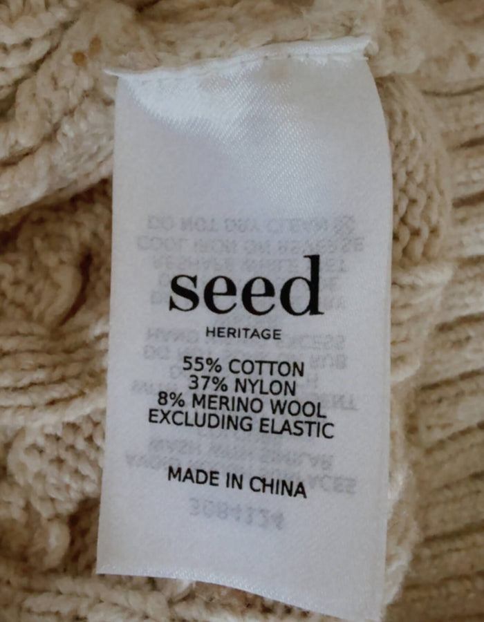 SEED HERITAGE // Oatmeal Cable Knit // Cotton/Merino blend // XXS