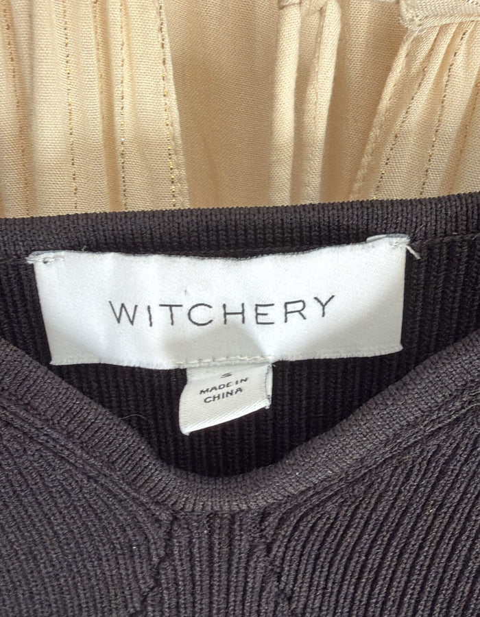 WITCHERY // Ribbed Knit Bustier Top // Black // Small