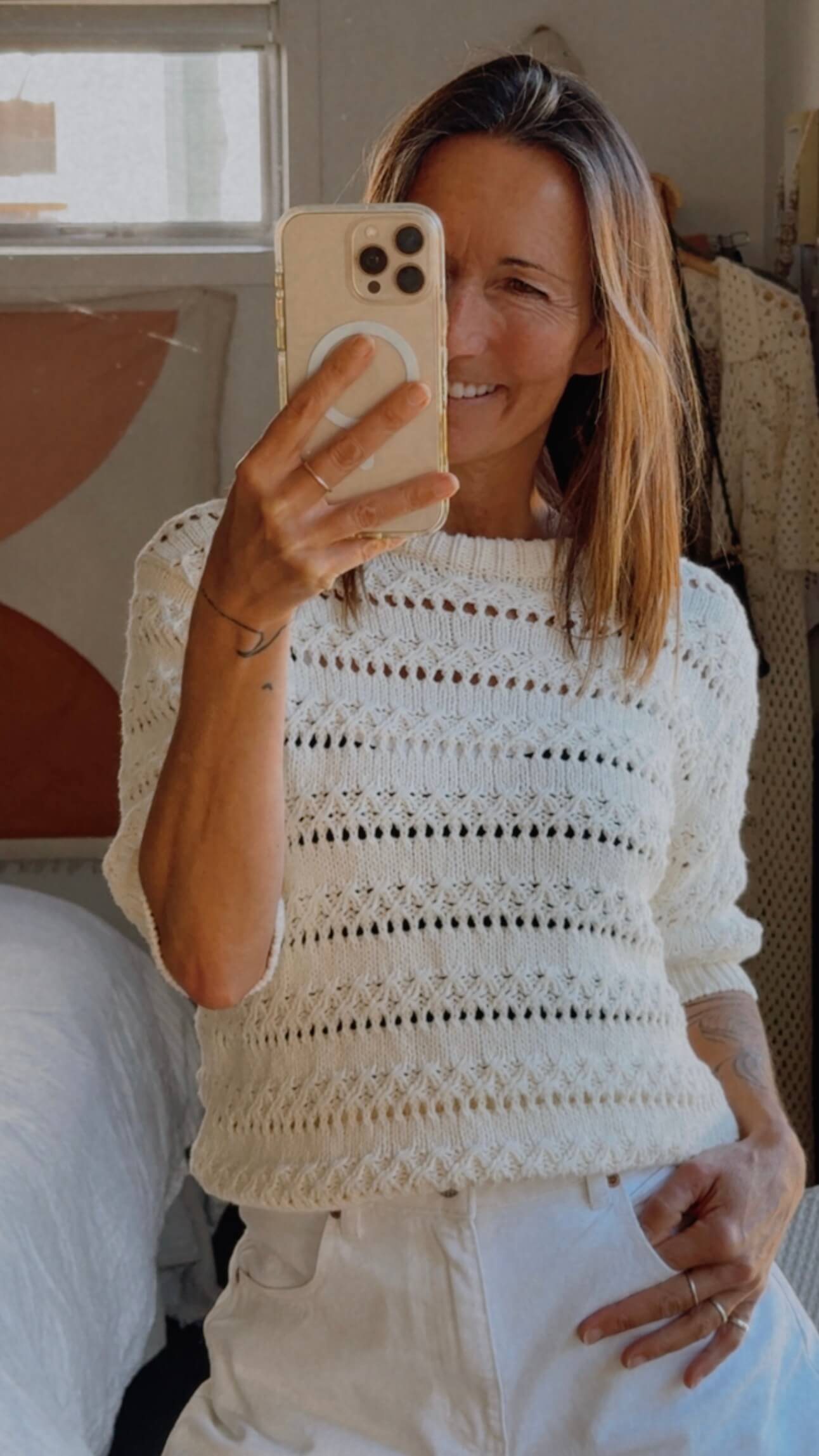 ARKET // Open-Knit Top // Off White // Small