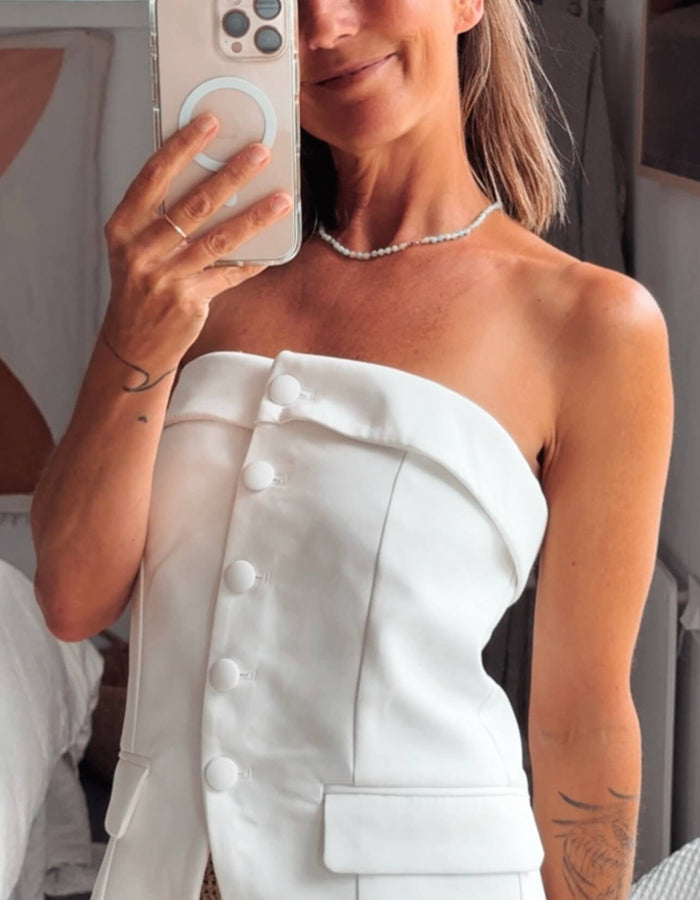 PRINCESS POLLY // Change It Up Strapless Top // White // S/M